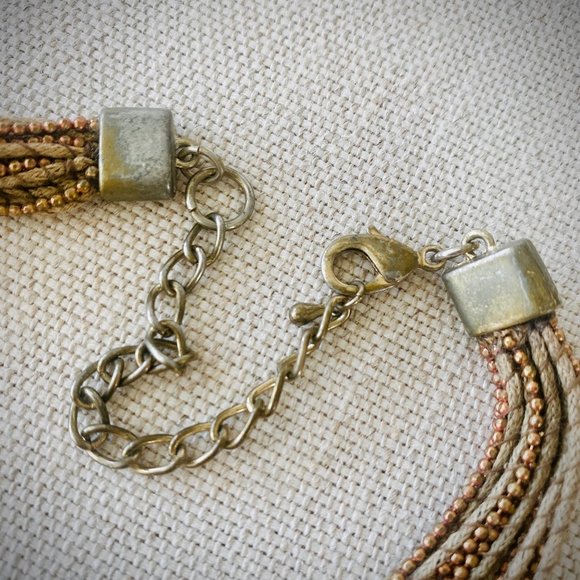 Copper Beads and Leather Cord Multi-strand Choker Necklace - Picture 3 of 5